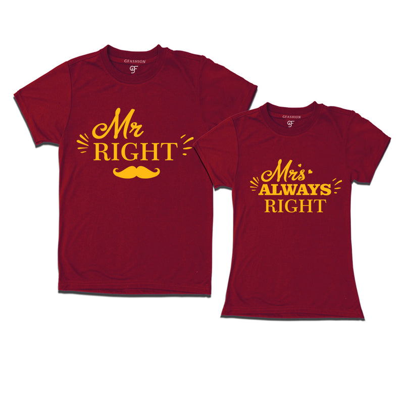 Mr and Mrs right matching couples t-shirt