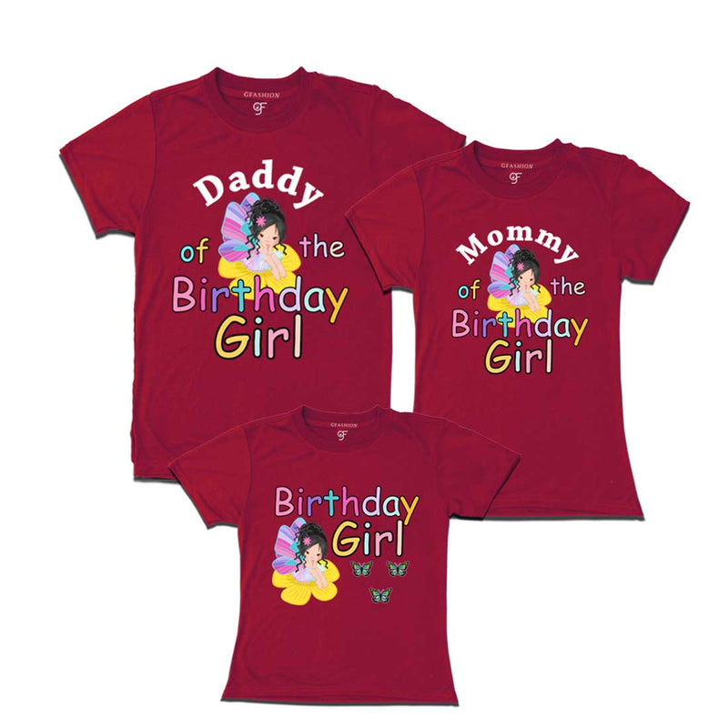 butterfly theme birthday girl t shirts with dad mom