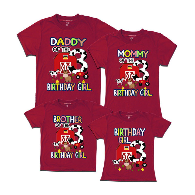 Birthday T-shirts for Girl with Family-Farm House Theme in Maroon Color available @ gfashion.jpg