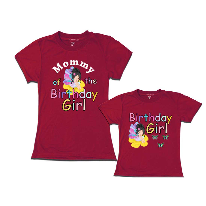 Butterfly theme birthday girl t shirts with mom