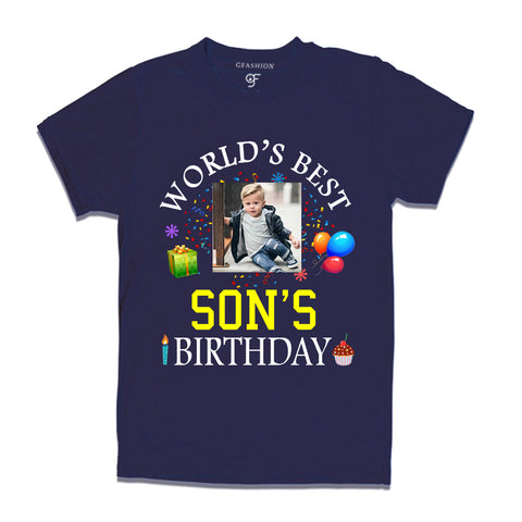 World's Best Son's Birthday Photo T-shirt in Navy Color available @ gfashion.jpg