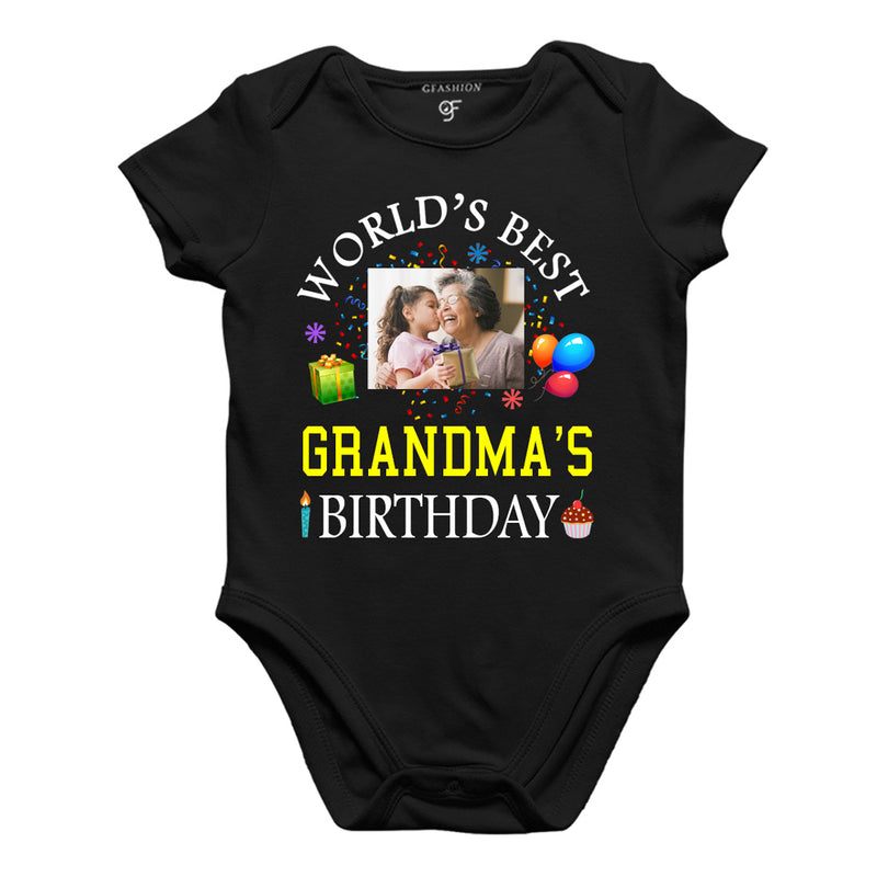 World's Best Grandma's Birthday Photo Bodysuit-Rompers in Black Color available @ gfashion.jpg