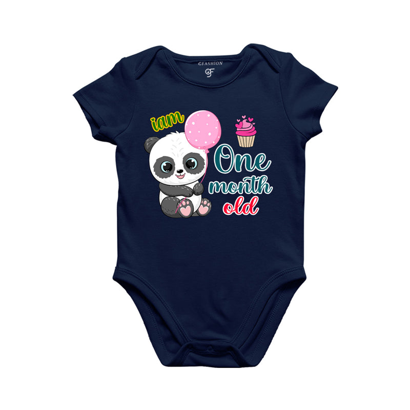 i am one month old -baby rompers/bodysuit/onesie with panda