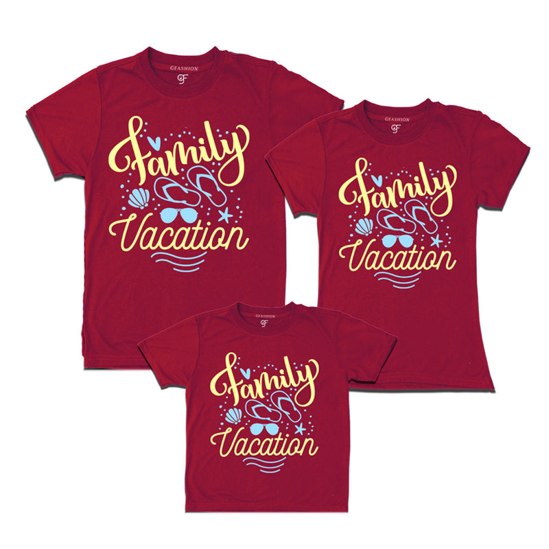 Family Vacation  T-shirts for Dad, Mom and Son in Maroon Color available @ gfashion.jpg
