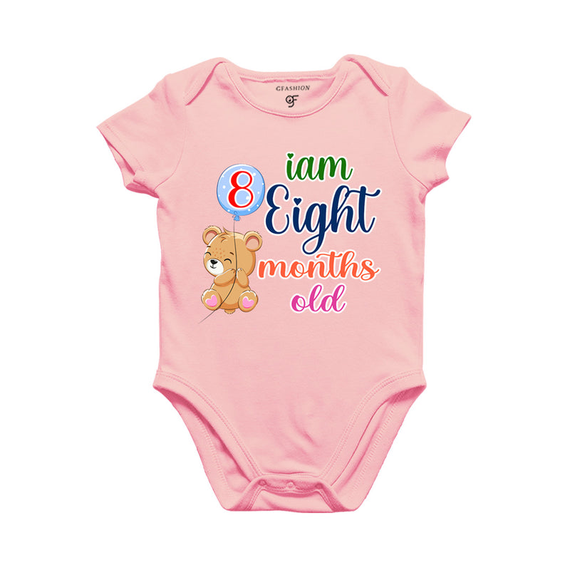 i am eight months old -baby rompers/bodysuit/onesie with teddy