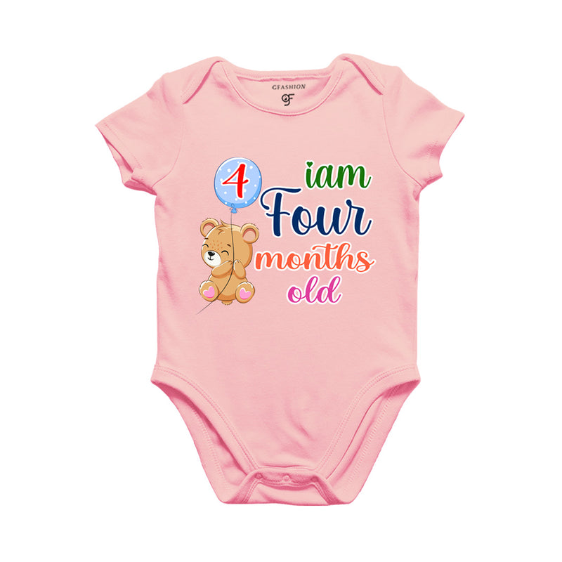 i am four months old -baby rompers/bodysuit/onesie with teddy