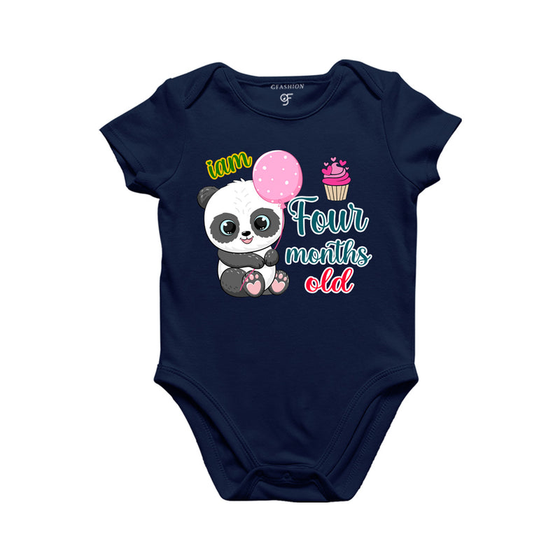 i am four months old -baby rompers/bodysuit/onesie with panda