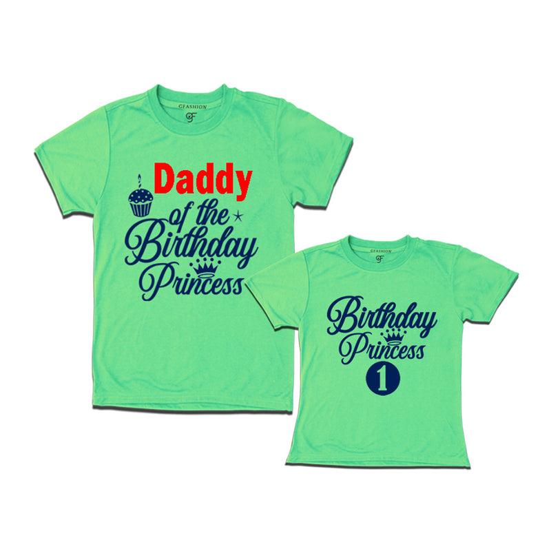 First Birthday T-shirt for Princess with Dad in Pista Green Color avilable @ gfashion.jpg