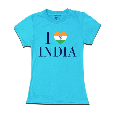 I love India Women T-shirt in Sky Blue Color available @ gfashion.jpg