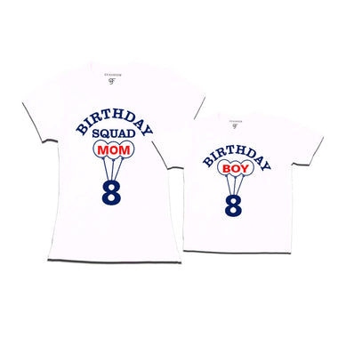 8th Birthday Boy with Squad Mom T-shirt in White Color available @ gfashion.jpg