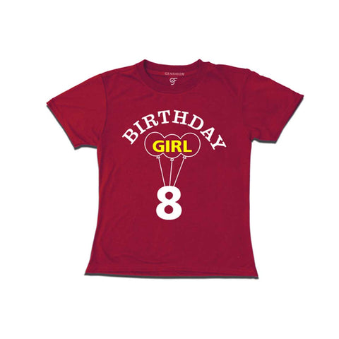 8th Birthday Girl T-shirt in Maroon Color available @ gfashion.jpg