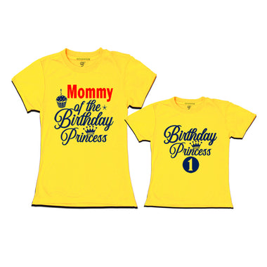First Birthday T-shirt for Princess with Mom in Yellow Color avilable @ gfashion.jpg