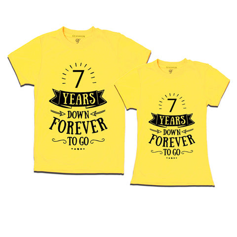 7-years-down-forever-to-go-couple-t-shirts-for-anniversary-gfashion-india-Yellow