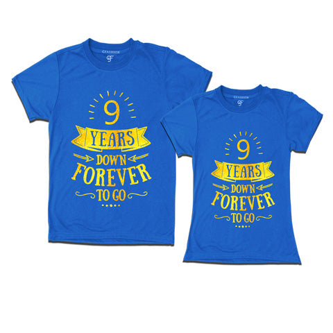 9-years-down-forever-to-go-couple-t-shirts-for-anniversary-gfashion-india-Blue