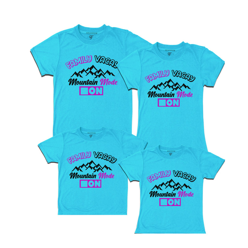 Family Vacay Mountain Mode On T-shirts in Sky Blue Color available @ gfashion.jpg