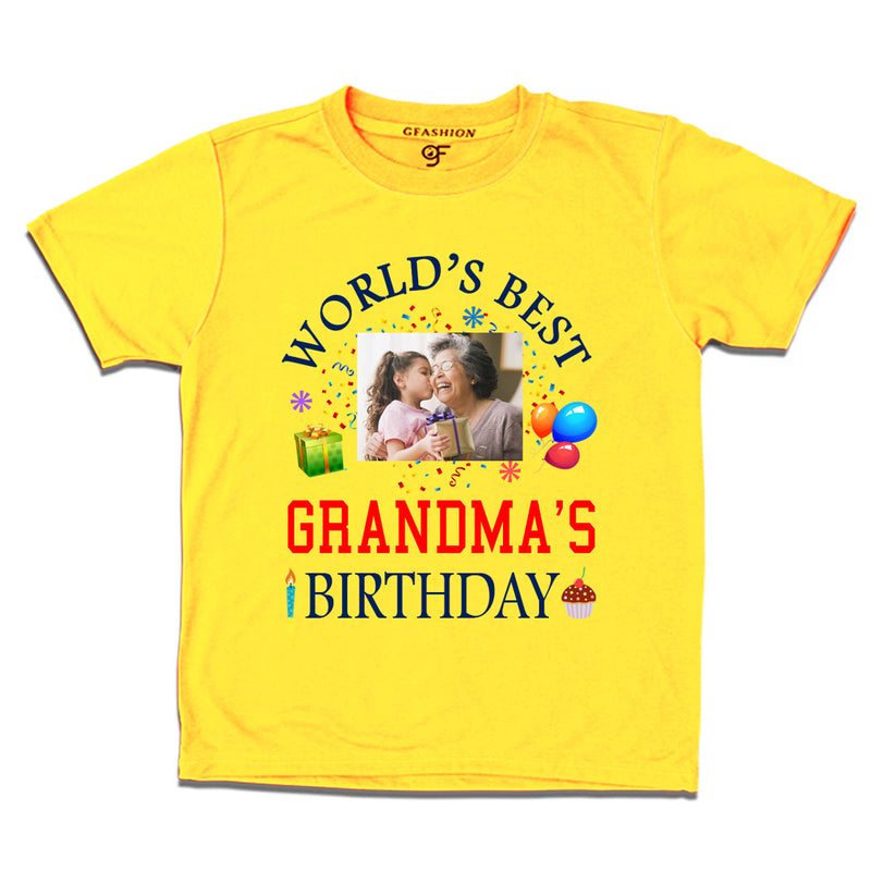 World's Best Grandma's Birthday Photo T-shirt in Yellow Color available @ gfashion.jpg