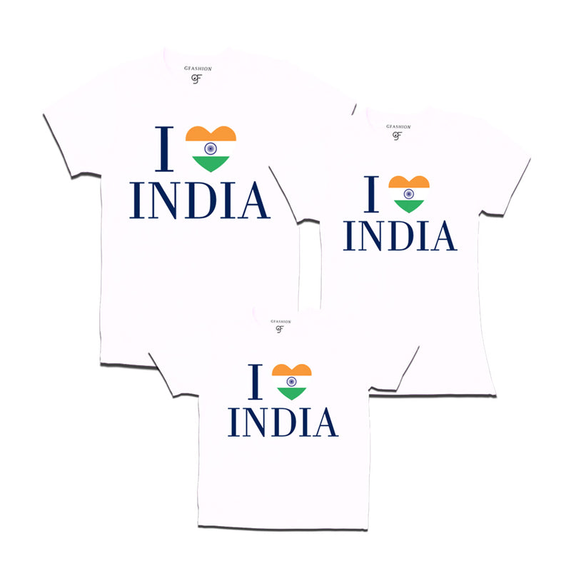 I love India Dad Mom and  Son T-shirts in White Color available @ gfashion.jpg