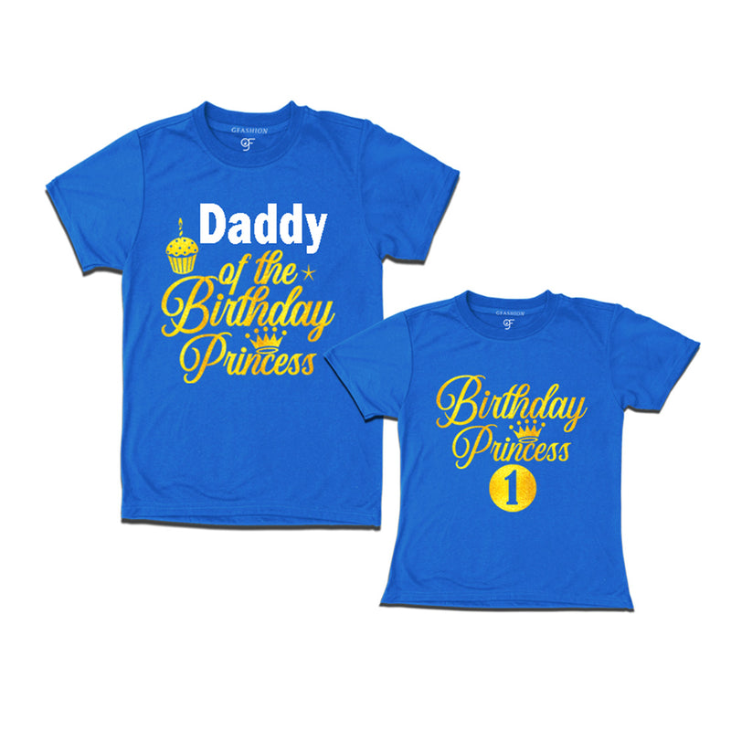 First Birthday T-shirt for Princess with Dad in Blue Color avilable @ gfashion.jpg