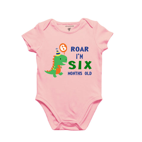 Roar I am Six Month Old Baby Bodysuit-Rompers in Pink Color avilable @ gfashion.jpg