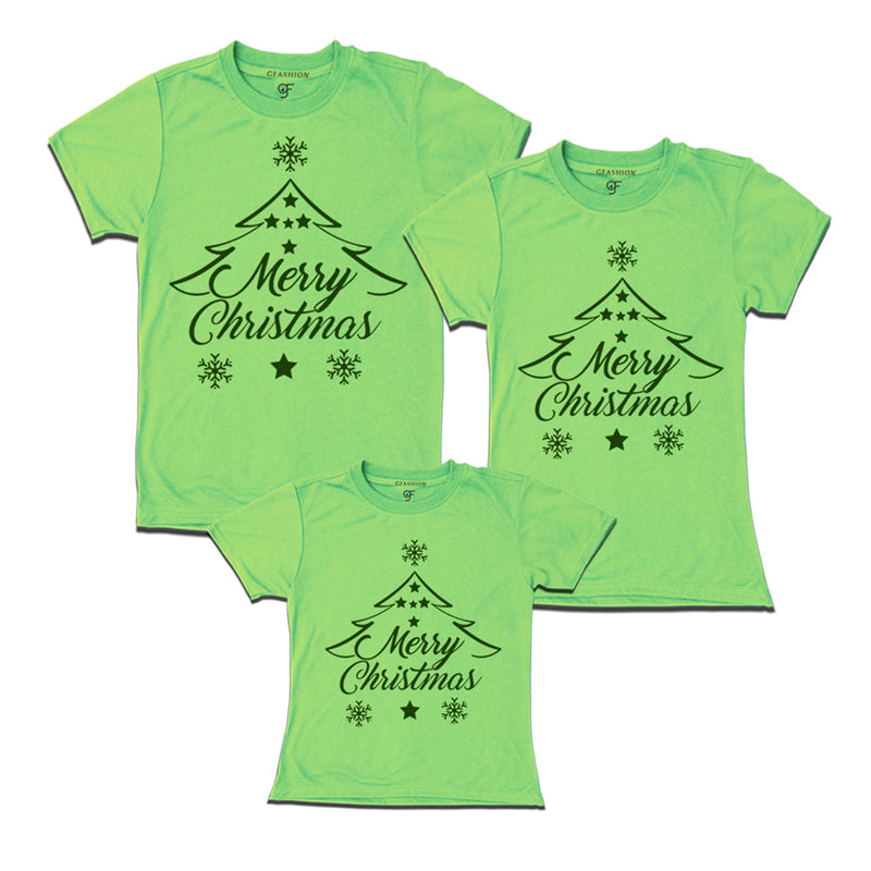 merry Christmas matching family tshirt set of 3 father mother and girl