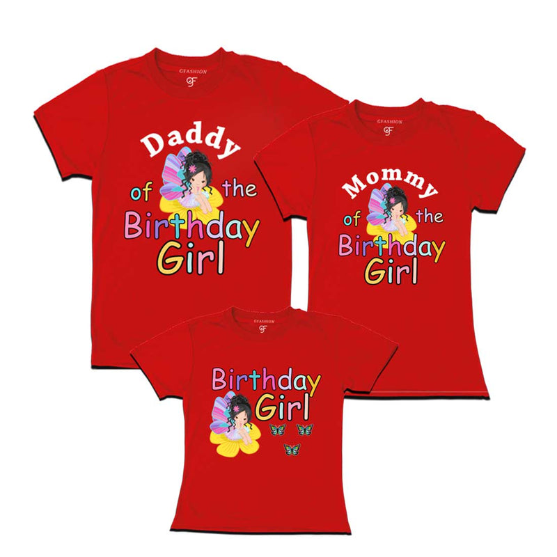 butterfly theme birthday girl t shirts with dad mom