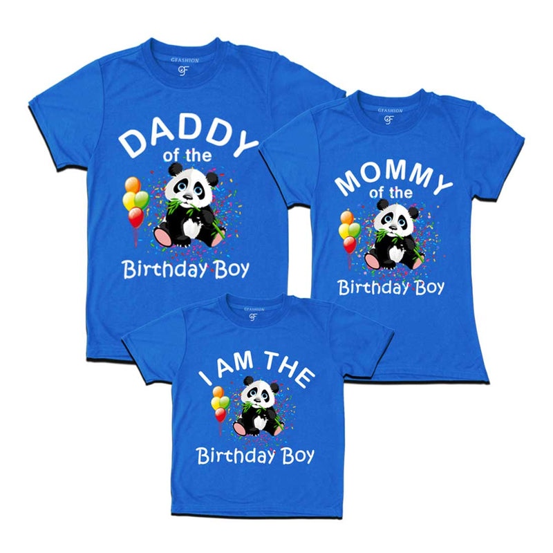 Panda Theme Birthday Boy T-shirts with Dad and Mom