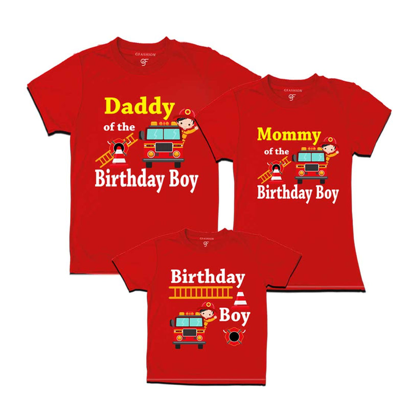 Firefighter Theme Birthday T-shirts For Boy with Family
