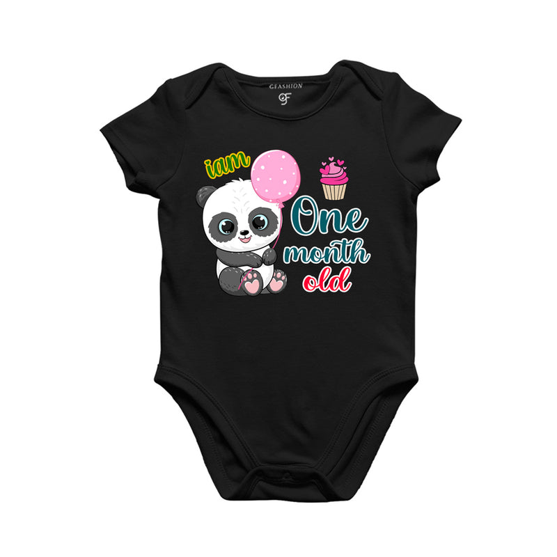 i am one month old -baby rompers/bodysuit/onesie with panda