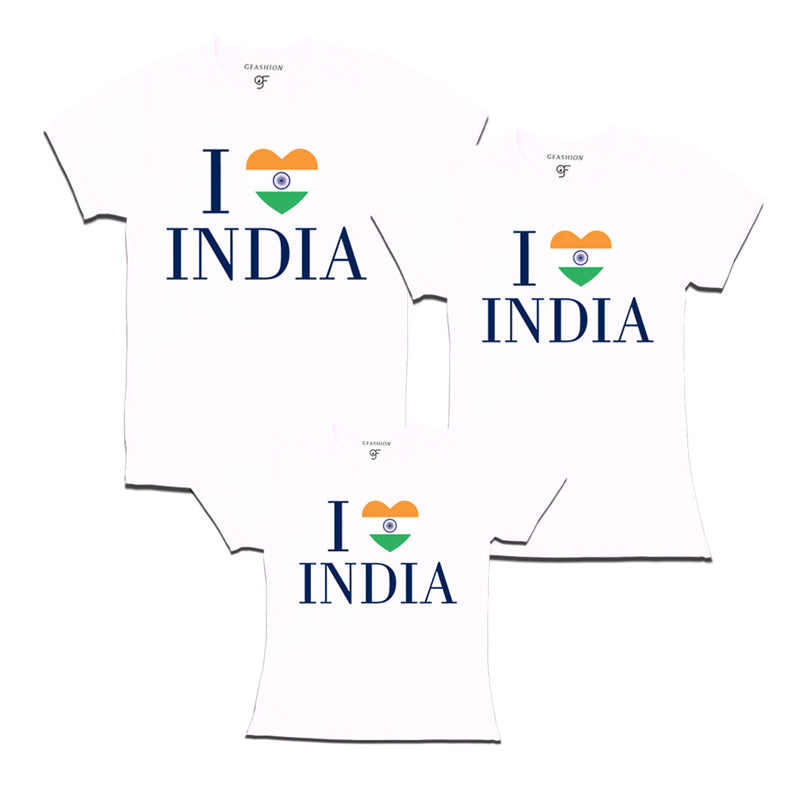 I love India Dad Mom and Daughter T-shirts in White Color available @ gfashion.jpg