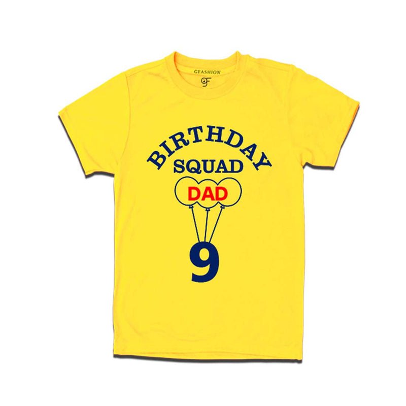 9th Birthday Squad Dad T-shirt in Yellow Color available @ gfashion.jpg