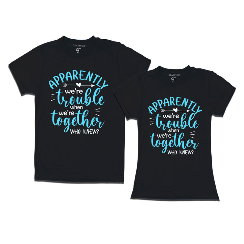 Apparently Trouble Together T-shirts in Black Color available @ gfashion.j