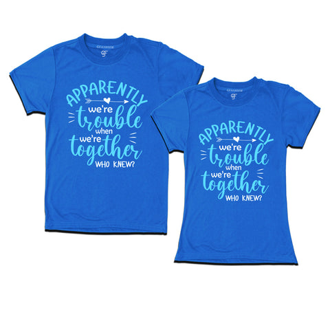Apparently Trouble Together T-shirts in Blue Color available @ gfashion.j