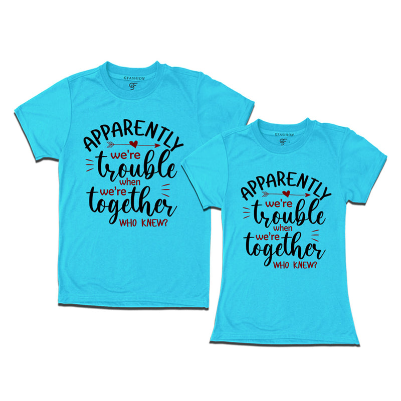 Apparently Trouble Together T-shirts in Sky Blue Color available @ gfashion.j