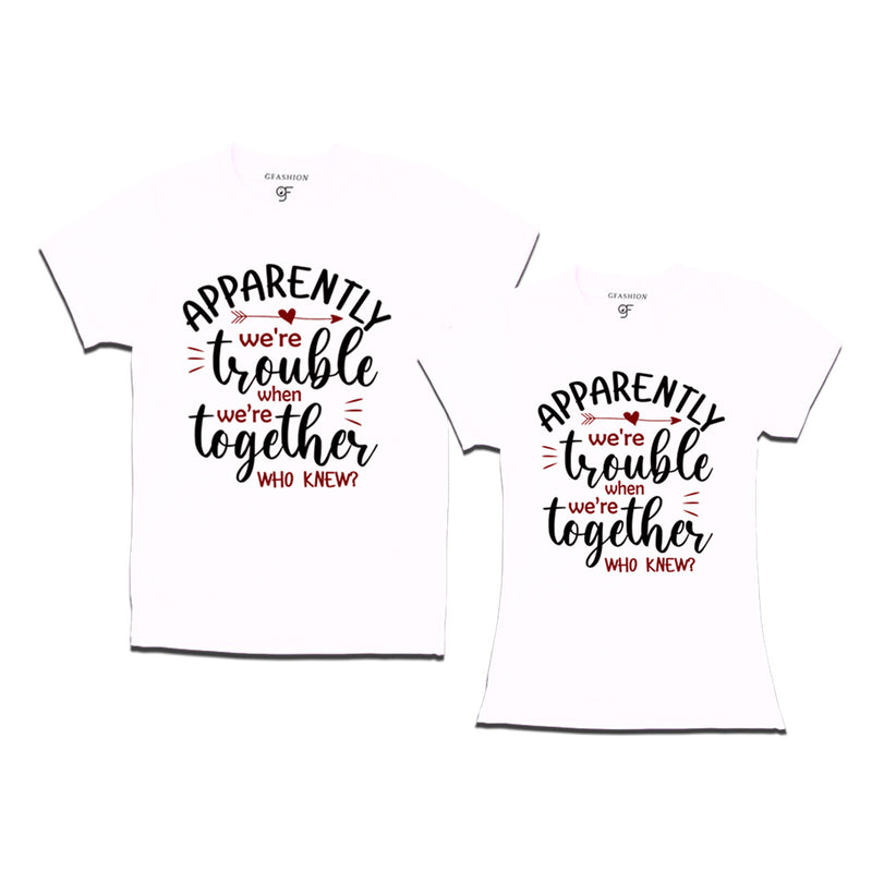 Apparently Trouble Together T-shirts in White Color available @ gfashion.j