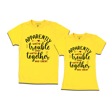Apparently Trouble Together T-shirts in Yellow Color available @ gfashion.j