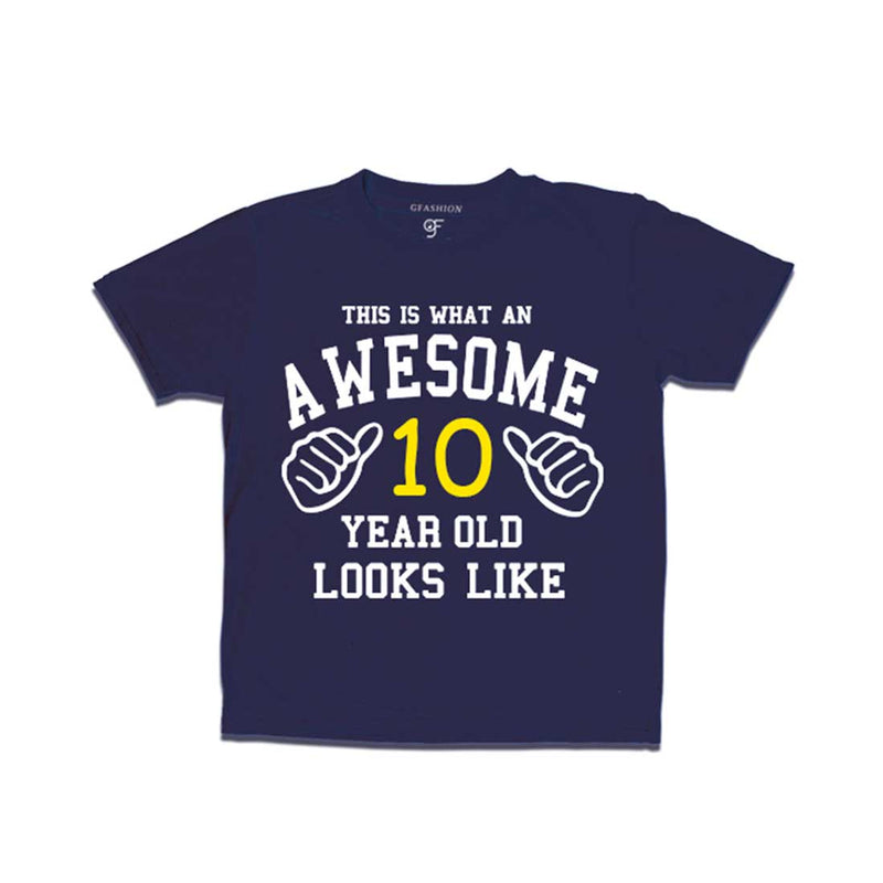 Awesome 10th Year Old Looks Like Boy T-shirt-Navy-gfashion
