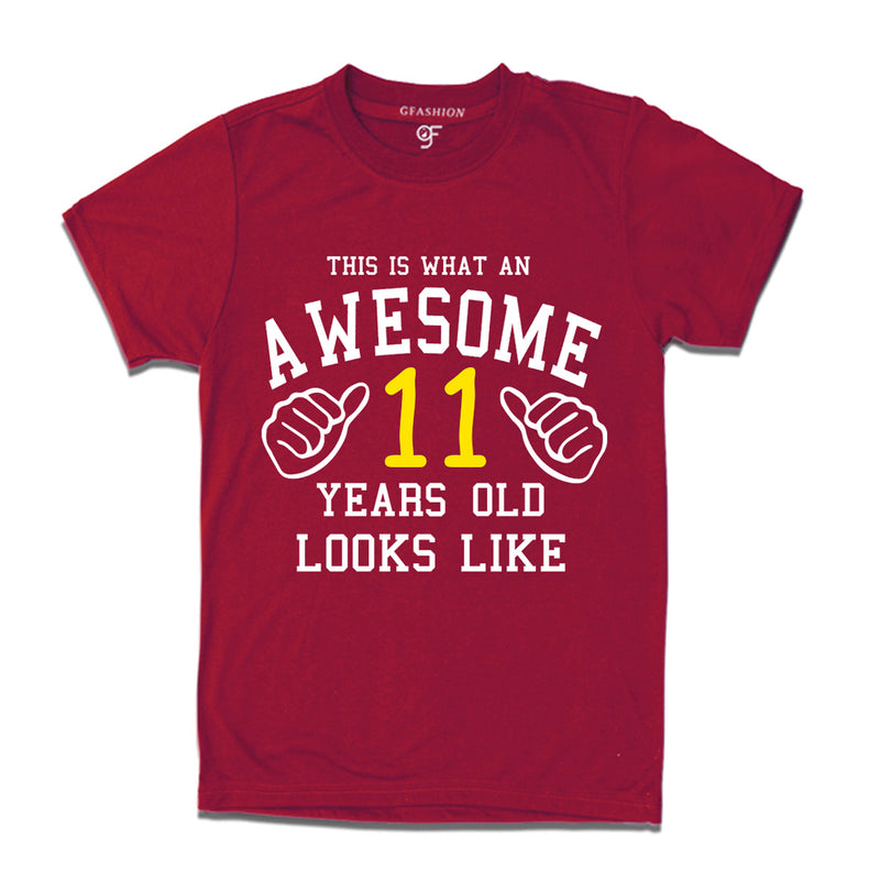 Awesome 11th Year Old Looks Like Brother T-shirt-Maroon-gfashion