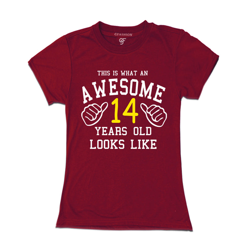 Awesome 14th Year Old Looks Like Sister T-shirt-Maroon-gfashion