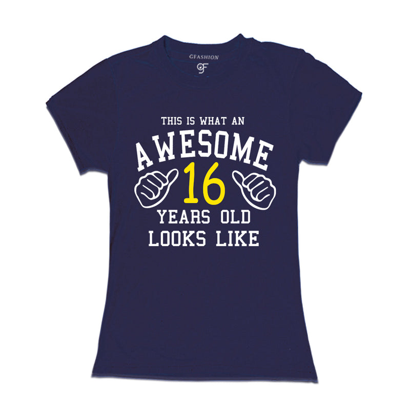 Awesome 16th Year Old Looks Like Sister T-shirt-Navy-gfashion