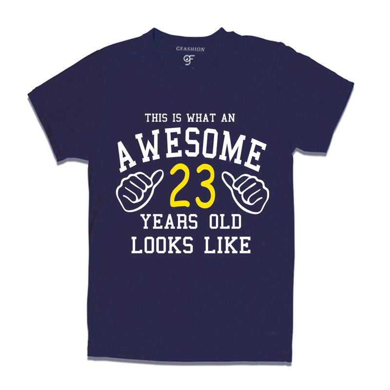 Awesome 23rd Year Old Looks Like Brother T-shirt-Navy-gfashion