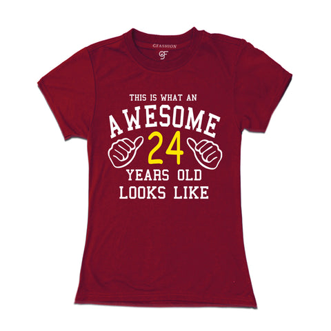 Awesome 24th Year Old Looks Like Sister T-shirt-Maroon-gfashion
