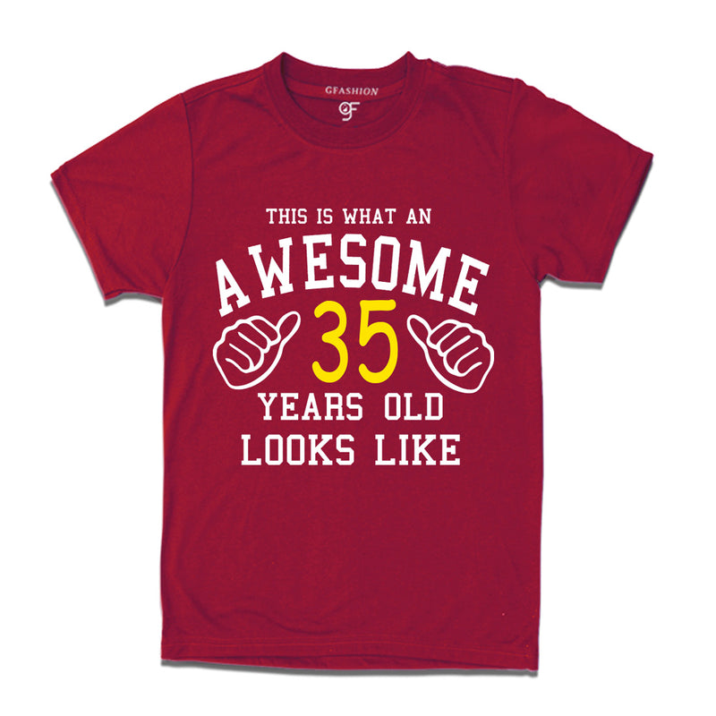 Awesome 35th Year Old Looks Like Brother T-shirt-Maroon-gfashion