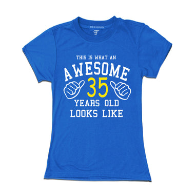 Awesome 35th Year Old Looks Like Sister T-shirt-Blue-gfashion
