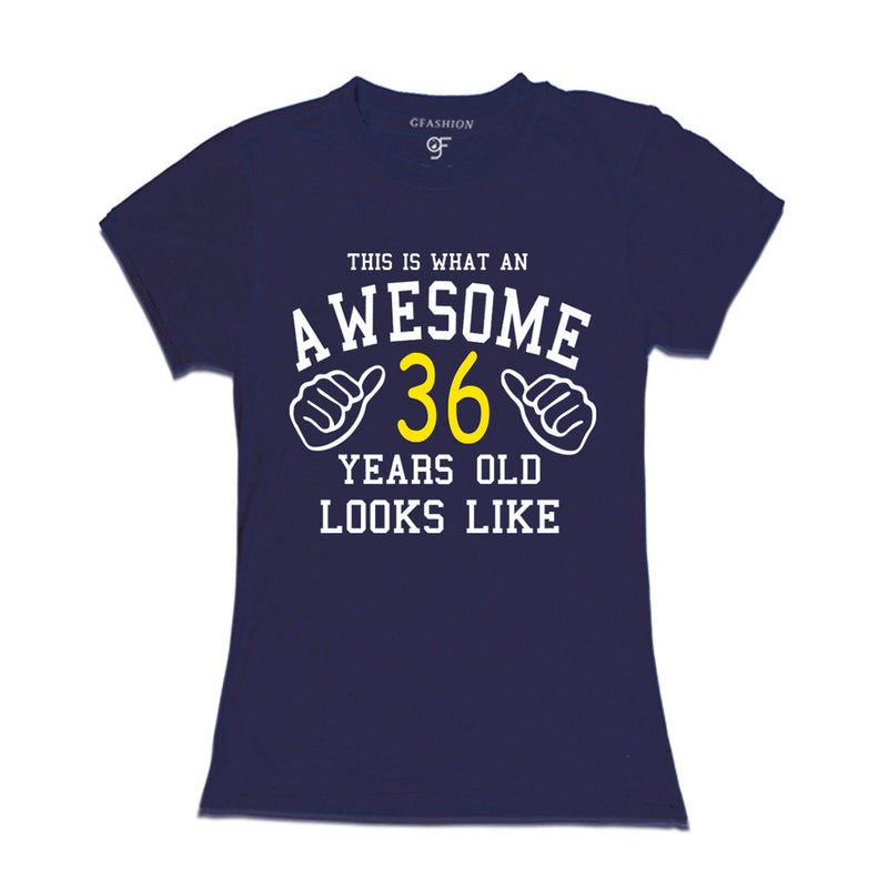 Awesome 36th Year Old Looks Like Sister T-shirt-Navy-gfashion