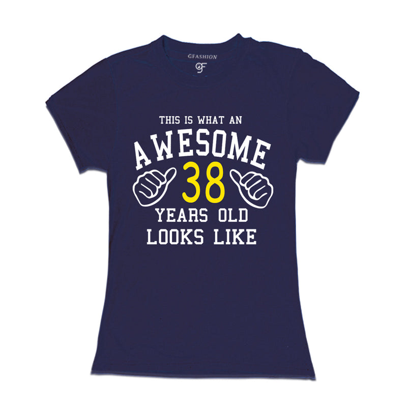 Awesome 38th Year Old Looks Like Sister T-shirt-Navy-gfashion 
