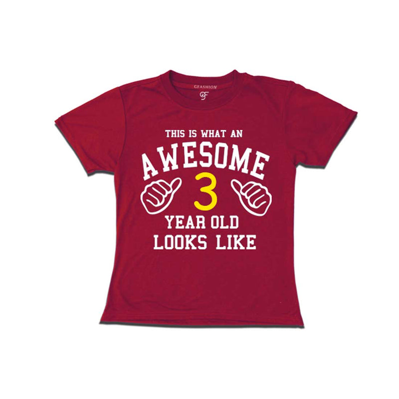 Awesome 3rd Year Old Looks Like Girl T-shirt-Maroon-gfashion