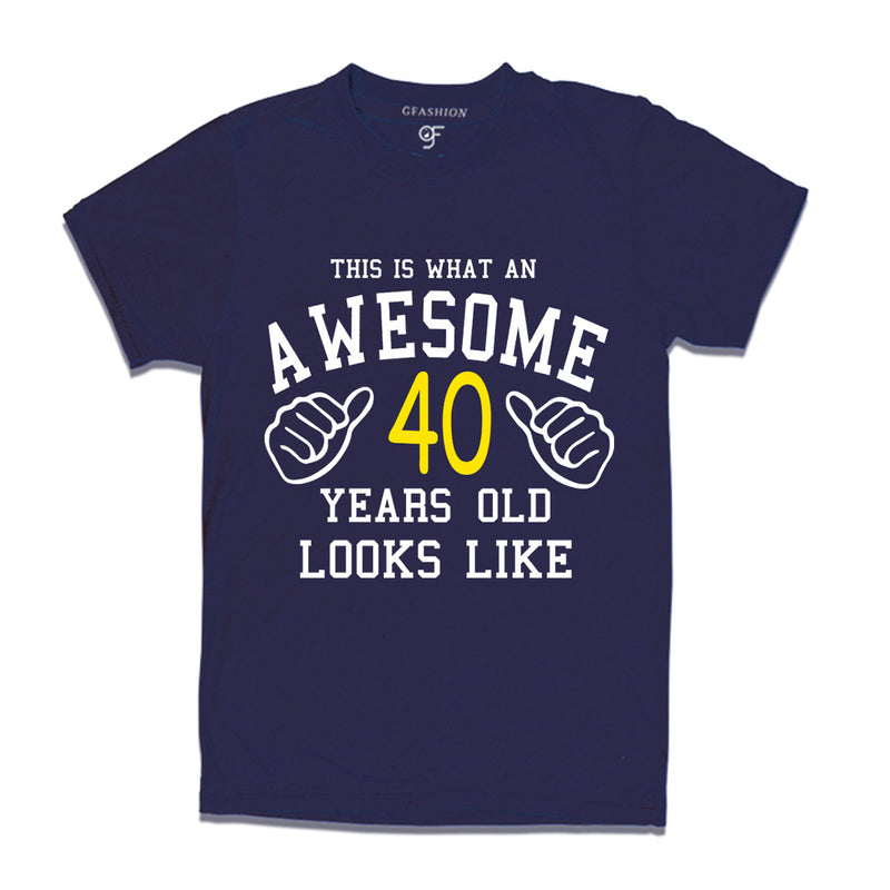 Awesome 40th Year Old Looks Like Brother T-shirt-Navy-gfashion 