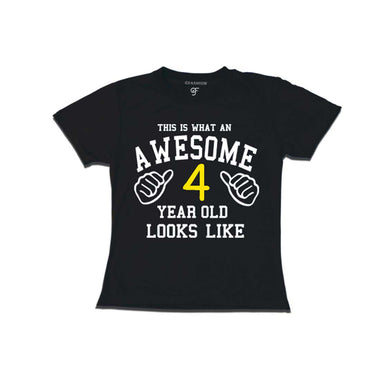 Awesome 4th Year Old Looks Like Girl T-shirt-Black-gfashion