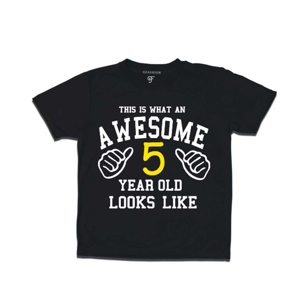 Awesome 5th Year Old Looks Like Boy T-shirt-Black-gfashion 