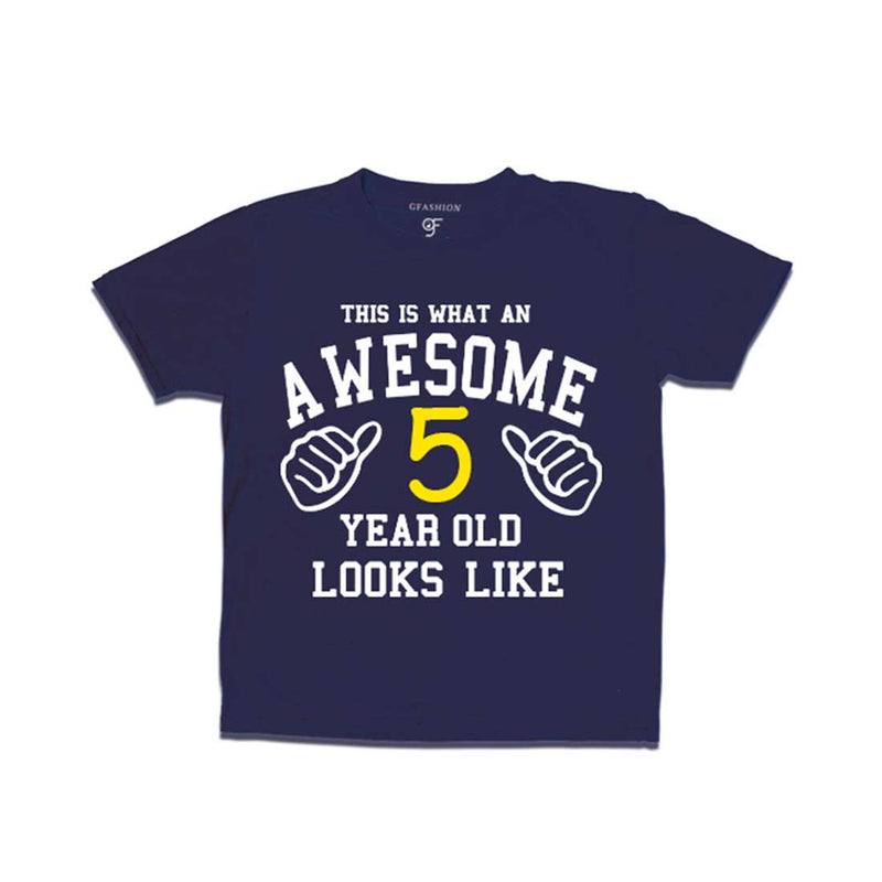 Awesome 5th Year Old Looks Like Boy T-shirt-Navy-gfashion